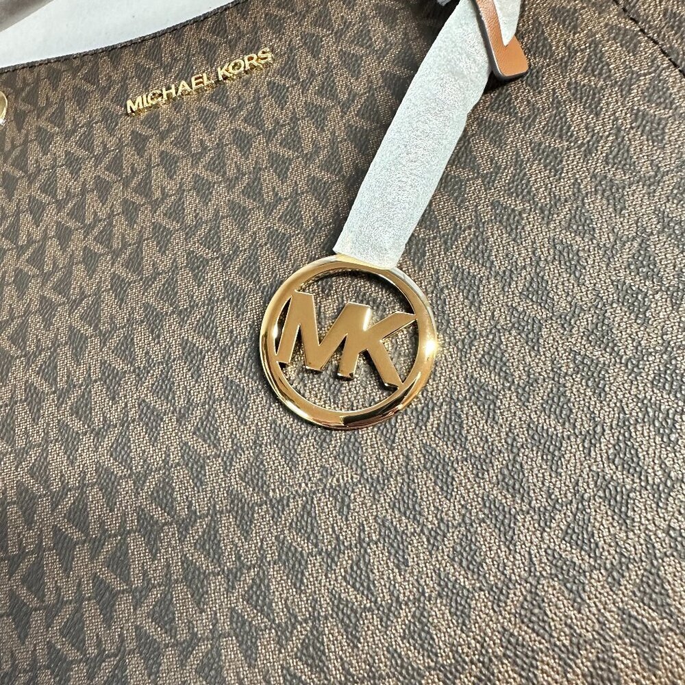 💼 MICHAEL KORS JET SET LARGE SIGNATURE LOGO SHOULDER BAG - BRAND NWT 💼 - Picture 9 of 12